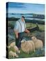 Shepherd with Sheep in River Landscape-Margaret Loxton-Stretched Canvas