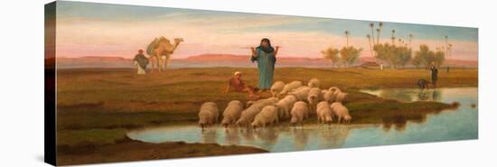 Shepherdess and Her Flock at a Pool Left by the Subsiding of the Overflow of the Nile-Frederick Goodall-Stretched Canvas