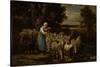 Shepherdess and Sheep, Fontainebleau-Charles Emile Jacque-Stretched Canvas