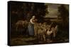 Shepherdess and Sheep, Fontainebleau-Charles Emile Jacque-Stretched Canvas