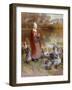 Shepherdess and Turkeys-Luigi Chialiva-Framed Giclee Print