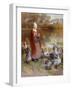 Shepherdess and Turkeys-Luigi Chialiva-Framed Giclee Print