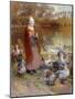Shepherdess and Turkeys-Luigi Chialiva-Mounted Giclee Print