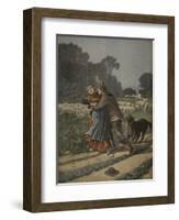 Shepherdess Defended by Her Dog, Illustration from 'Le Petit Journal: Supplement Illustre'-Henri Meyer-Framed Giclee Print