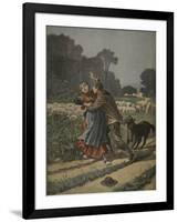 Shepherdess Defended by Her Dog, Illustration from 'Le Petit Journal: Supplement Illustre'-Henri Meyer-Framed Giclee Print