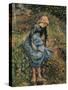 Shepherdess (Girl with a Stick)-Camille Pissarro-Stretched Canvas