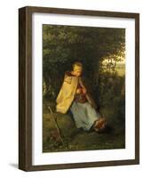 Shepherdess Knitting-Jean-François Millet-Framed Giclee Print