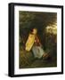 Shepherdess Knitting-Jean-François Millet-Framed Giclee Print