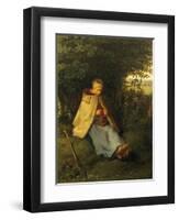 Shepherdess Knitting-Jean-François Millet-Framed Giclee Print