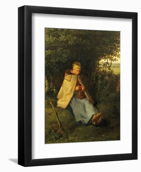 Shepherdess Knitting-Jean-François Millet-Framed Giclee Print