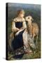 Shepherdess or Girl with a Goat-Francesco Paolo Michetti-Stretched Canvas