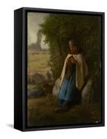 Shepherdess Seated on a Rock, 1856-Jean-Francois Millet-Framed Stretched Canvas