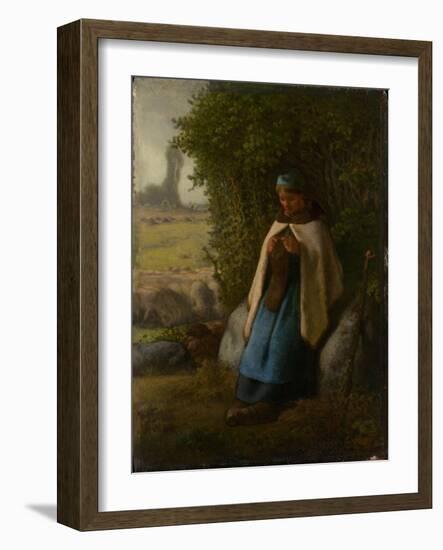 Shepherdess Seated on a Rock, 1856-Jean-Francois Millet-Framed Giclee Print