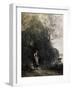 Shepherdess with a Cow at the Edge of the Forest, 1865-1870-Jean-Baptiste-Camille Corot-Framed Giclee Print