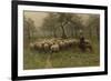 Shepherdess with a Flock of Sheep. Dating: c. 1870 - c. 1888. Place: Netherlands. Measurements: ...-Anton Mauve-Framed Premium Giclee Print