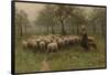 Shepherdess with a Flock of Sheep. Dating: c. 1870 - c. 1888. Place: Netherlands. Measurements: ...-Anton Mauve-Framed Poster