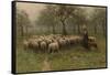 Shepherdess with a Flock of Sheep. Dating: c. 1870 - c. 1888. Place: Netherlands. Measurements: ...-Anton Mauve-Framed Stretched Canvas