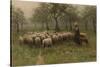 Shepherdess with a Flock of Sheep. Dating: c. 1870 - c. 1888. Place: Netherlands. Measurements: ...-Anton Mauve-Stretched Canvas