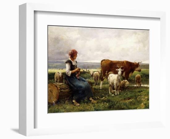 Shepherdess with Cows and Goats-Julien Dupre-Framed Giclee Print