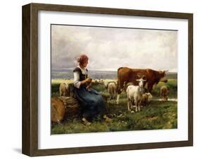 Shepherdess with Cows and Goats-Julien Dupre-Framed Giclee Print