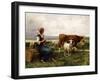 Shepherdess with Cows and Goats-Julien Dupre-Framed Giclee Print