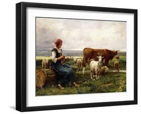 Shepherdess with Cows and Goats-Julien Dupre-Framed Giclee Print