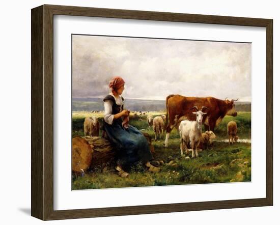 Shepherdess with Cows and Goats-Julien Dupré-Framed Giclee Print