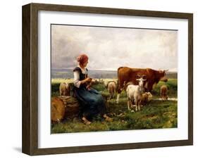 Shepherdess with Cows and Goats-Julien Dupré-Framed Giclee Print