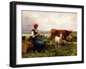 Shepherdess with Cows and Goats-Julien Dupré-Framed Giclee Print