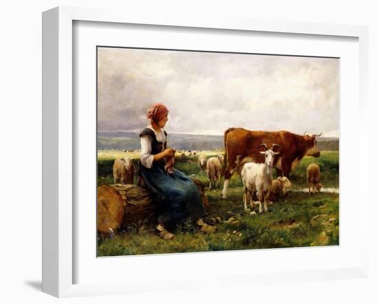 Shepherdess with Cows and Goats-Julien Dupré-Framed Giclee Print