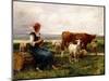 Shepherdess with Cows and Goats-Julien Dupré-Mounted Giclee Print