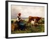 Shepherdess with Cows and Goats-Julien Dupré-Framed Giclee Print