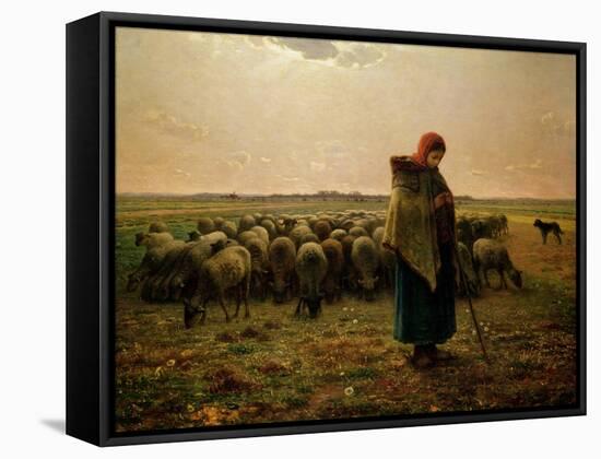Shepherdess with Her Flock, 1863-Jean-François Millet-Framed Stretched Canvas