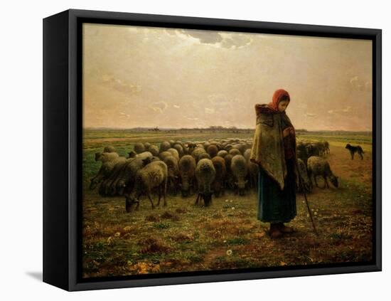 Shepherdess with Her Flock, 1863-Jean-François Millet-Framed Stretched Canvas