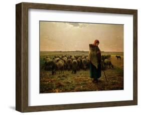 Shepherdess with Her Flock, 1863-Jean-François Millet-Framed Giclee Print