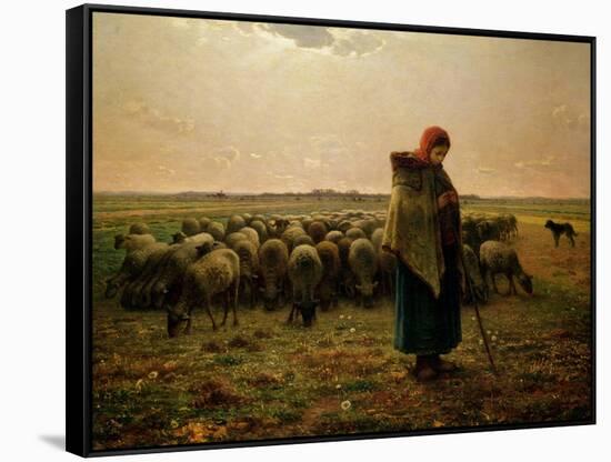 Shepherdess with Her Flock, 1863-Jean-François Millet-Framed Stretched Canvas