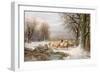 Shepherdess with Her Flock in a Winter Landscape-Alexis De Leeuw-Framed Giclee Print