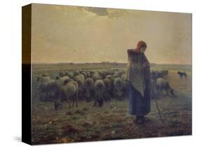 Shepherdess with Her Flock (La Grande Bergere), 1863-Jean-Fran?ois Millet-Stretched Canvas