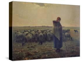 Shepherdess with Her Flock (La Grande Bergere), 1863-Jean-Fran?ois Millet-Stretched Canvas