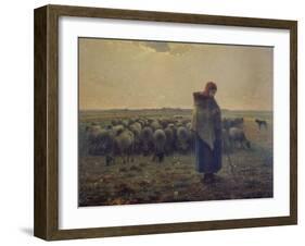 Shepherdess with Her Flock (La Grande Bergere), 1863-Jean-Fran?ois Millet-Framed Giclee Print