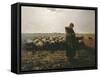 Shepherdess with Her Flock-Jean-François Millet-Framed Stretched Canvas