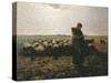 Shepherdess with Her Flock-Jean-François Millet-Stretched Canvas