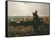 Shepherdess with Her Flock-Jean-François Millet-Framed Stretched Canvas