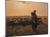 Shepherdess with Her Flock-Jean-Fran?ois Millet-Mounted Art Print
