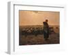 Shepherdess with Her Flock-Jean-Fran?ois Millet-Framed Art Print