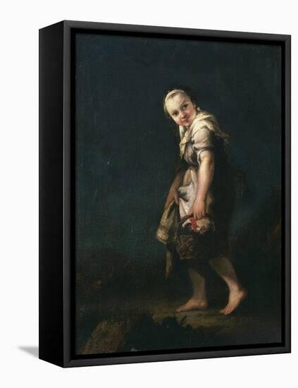 Shepherdess with Rooster-Pietro Longhi-Framed Stretched Canvas