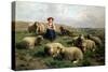 Shepherdess with Sheep in a Landscape-C. And Gerard Leemputten-Stretched Canvas