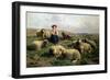 Shepherdess with Sheep in a Landscape-C. And Gerard Leemputten-Framed Giclee Print