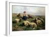 Shepherdess with Sheep in a Landscape-C. And Gerard Leemputten-Framed Giclee Print