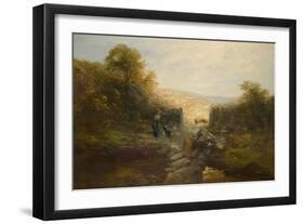 Shepherdess with Sheep-William Linnell-Framed Giclee Print